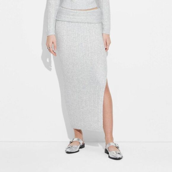 Wild Fable - Women's Maxi Sweater Skirt - Wild Fable Light Gray Gray - Picture 2 of 3